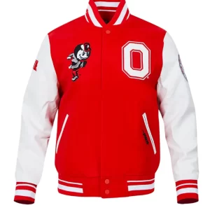 Classic Ohio State University Red and White Varsity Jacket