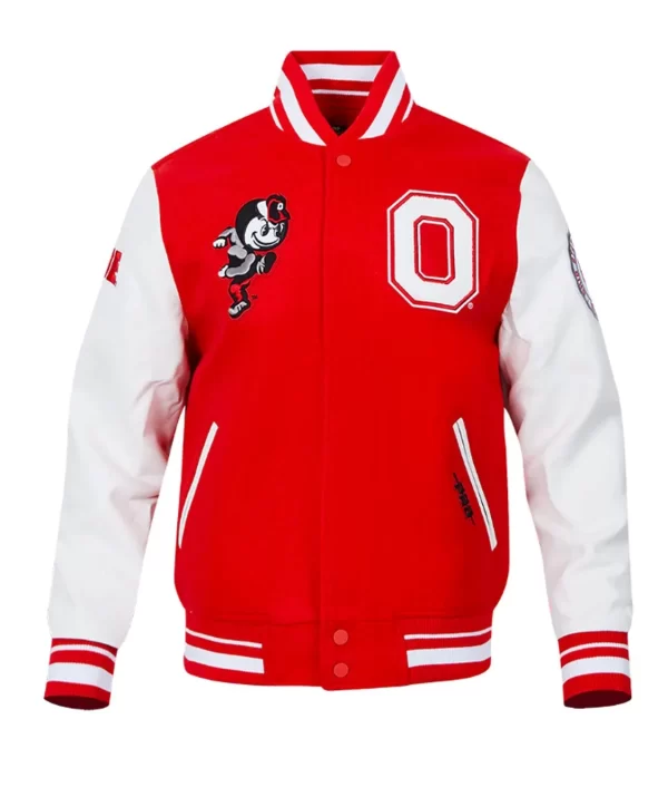 Classic Ohio State University Red and White Varsity Jacket