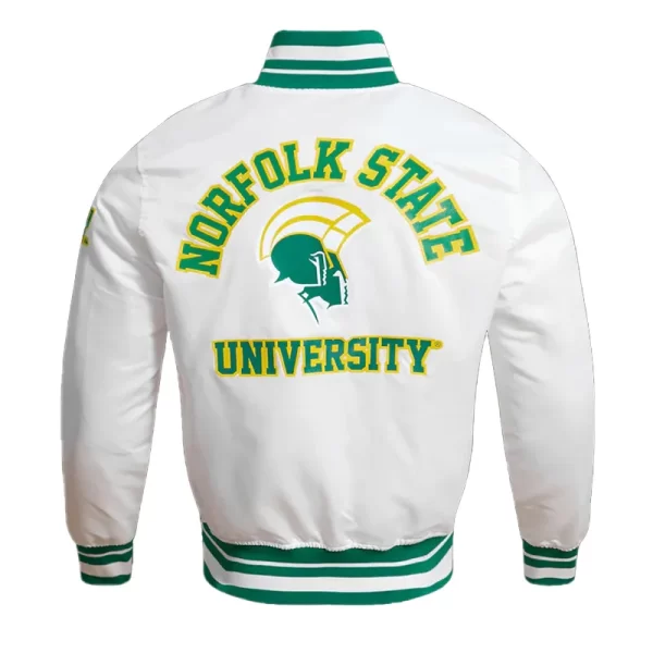 Classic Rib Norfolk State University White Satin Jacket