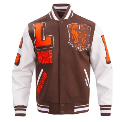 Cleveland Browns Mashup Rib Varsity Wool & Leather Jacket