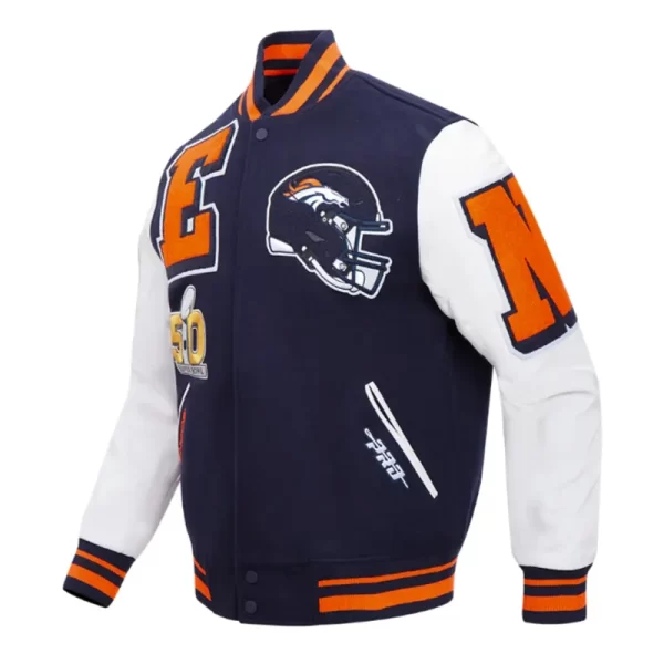 Denver Broncos Mashup Rib Varsity Wool Leather Jacket