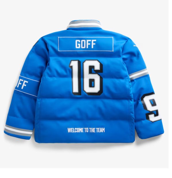 Unisex Detroit Lions Jared Goff Blue Off Season x NFL Player Puffer Jacket