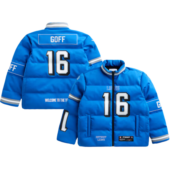 Detroit Lions Jared Goff Blue Off Season x NFL Player Puffer Jacket