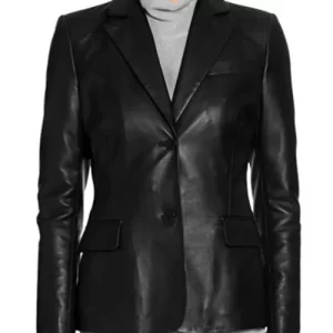 Gain Black Stretch Leather Blazer