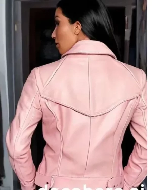 Get the Iconic Kim Kardashian Pink Leather Jacket