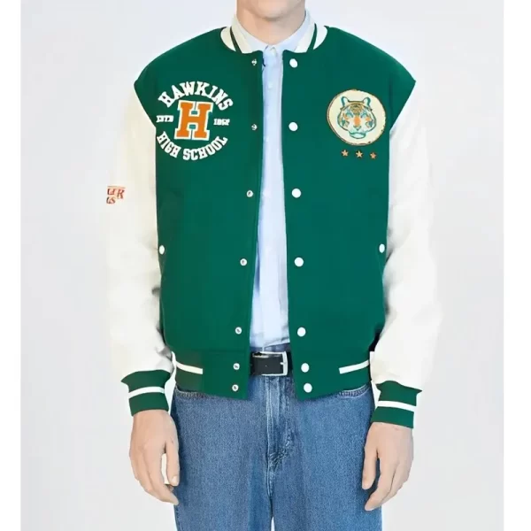 Hawkins Stadium Stranger Things Varsity Wool Leather Jacket