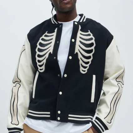 Johnny Gargano Skeleton Varsity Jacket - Black