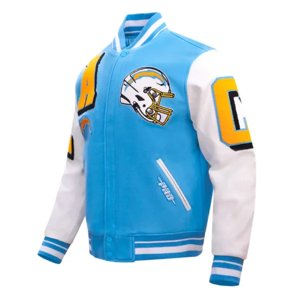 LA Chargers Mashup Rib Varsity Wool Leather Jacket