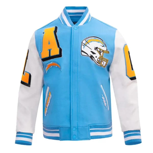 LA Chargers Mashup Rib Varsity Wool & Leather Jacket