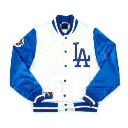 LA Dodgers White and Blue Satin Jacket