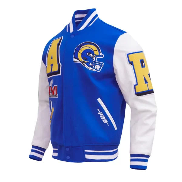 LA Rams Mashup Rib Varsity Wool Leather Jacket