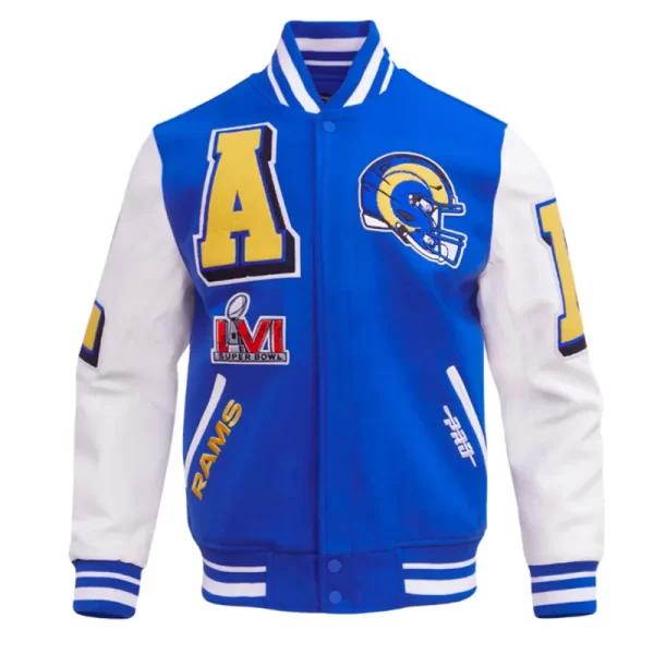 LA Rams Mashup Rib Varsity Wool & Leather Jacket