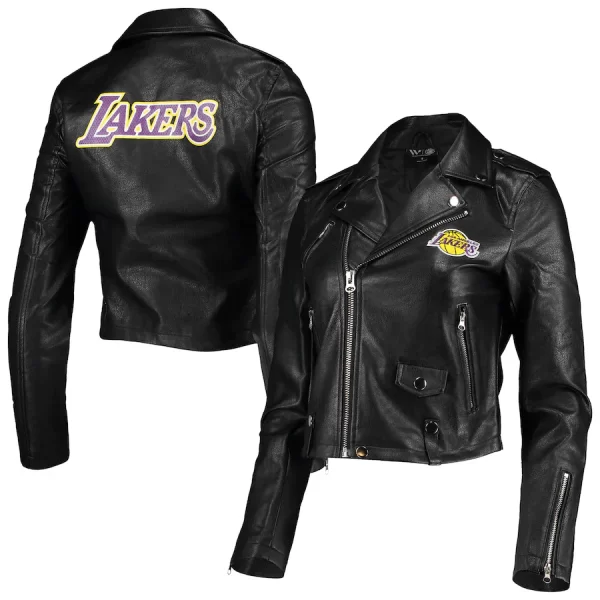 Lakers Womens Leather Moto FZ Jacket