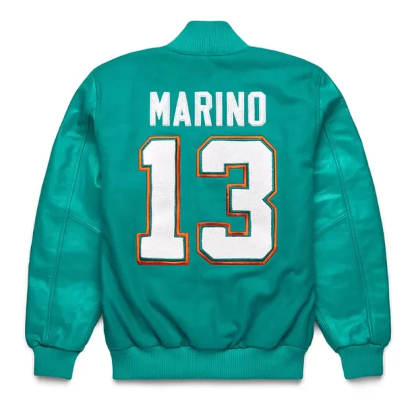 Miami Dolphins Goat Varsity Aqua Wool Leather Jacket