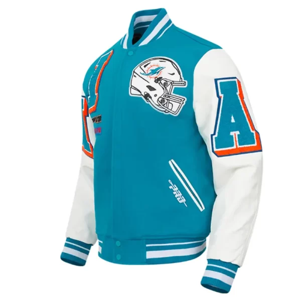 Miami Dolphins Mashup Rib Varsity Wool Leather Jacket