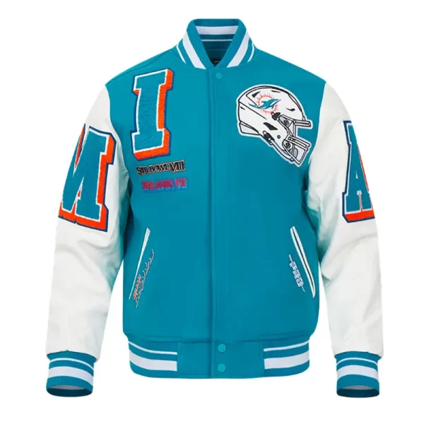 Miami Dolphins Mashup Rib Varsity Wool & Leather Jacket