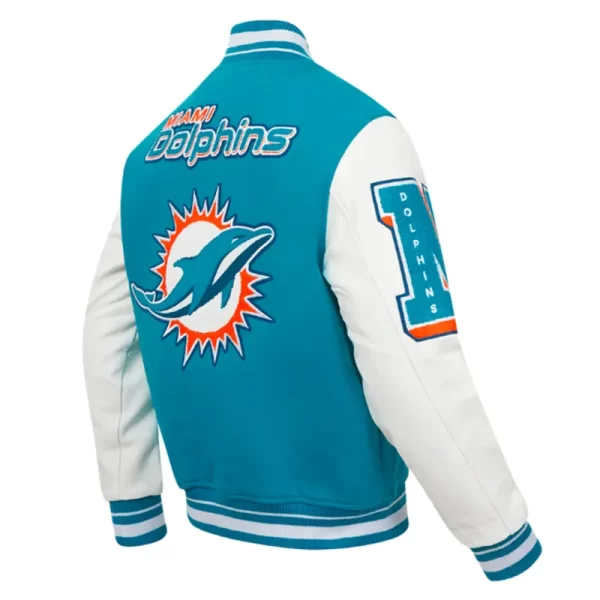 Miami Dolphins Mashup Rib Varsity Wool Leather Jackets