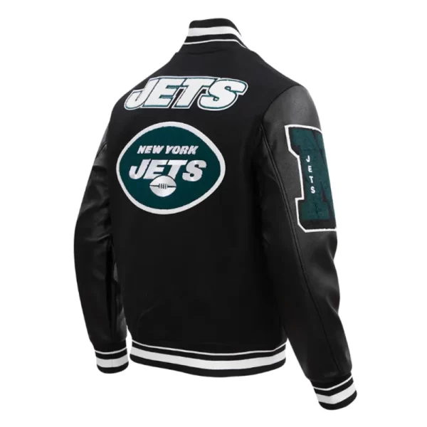 NY Jets Mashup Rib Varsity Wool Leather Jackets