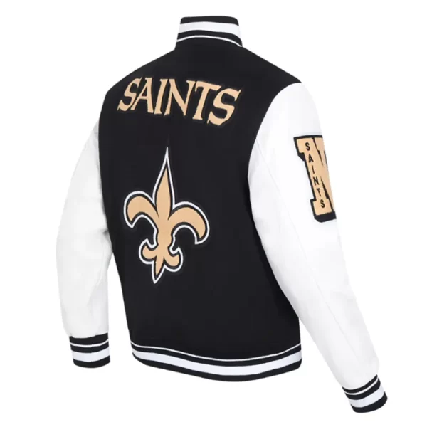 New Orleans Saints Mashup Rib Varsity Wool Leather Jackets