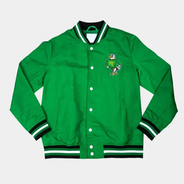 North Texas Mean Green Retro Satin Bomber Jacket