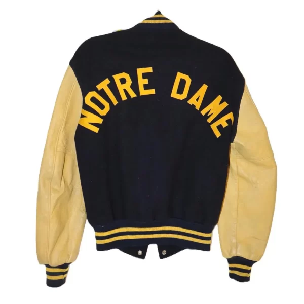 Notre Dame Fighting Irish Black & Tan Varsity Wool Leather Jacket