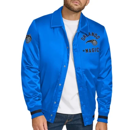 Orlando Magic Stitch Applique Blue Satin Jacket