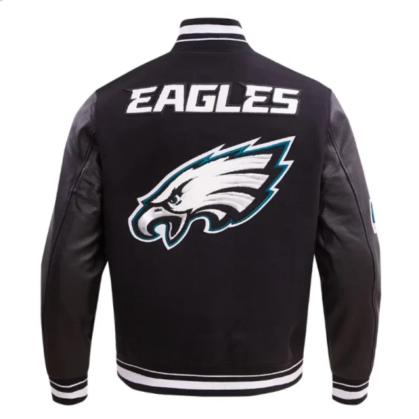 Philadelphia Eagles Classic Rib Mashup Black Varsity Wool Leather Jacket