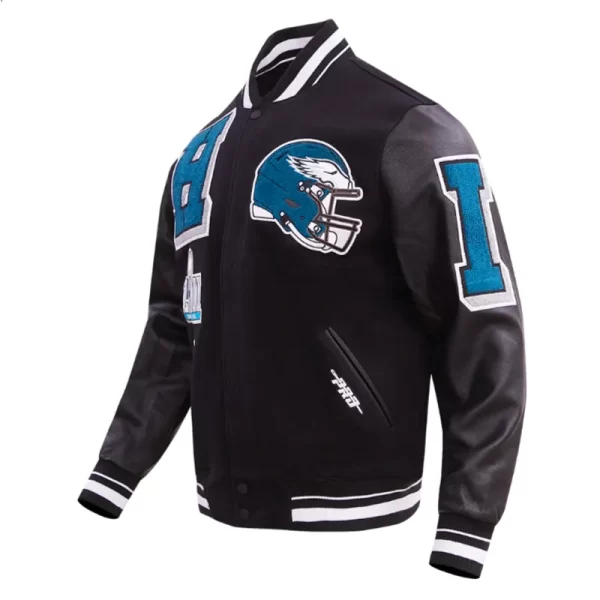 Philadelphia Eagles Mashup Rib Varsity Wool Leather Jacket