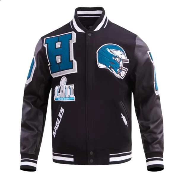 Philadelphia Eagles Mashup Rib Varsity Wool & Leather Jacket