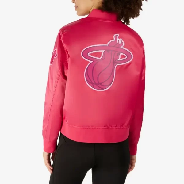 Pink Miami Heat Triple Satin Full-Snap Jacket