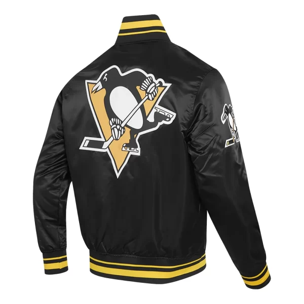 Pittsburgh Penguins Script Tail Satin Varsity Jacket