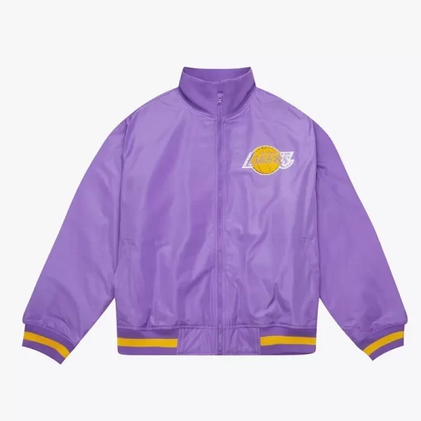 Purple LA Lakers Satin Full-Zip Jacket