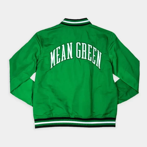 Retro North Texas Mean Green Full-Snap Bomber Satin Jacket