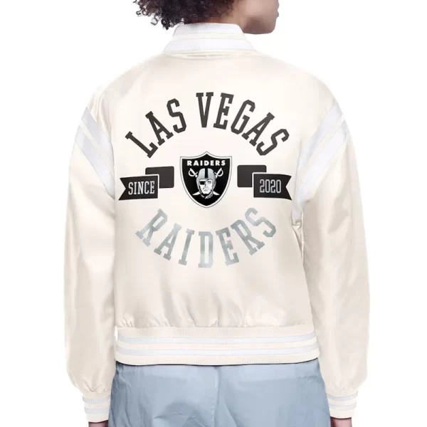 Round Team Logo Las Vegas Raiders Full-Snap Varsity Satin Jacket