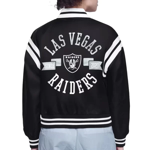 Round Team Logo Las Vegas Raiders Full-Snap Varsity Satin Jacket