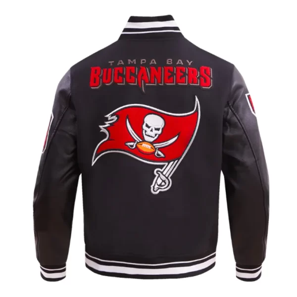 Tampa Bay Buccaneers Black Classic Rib Mashup Varsity Wool Leather Jacket