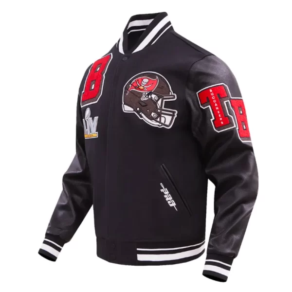 Tampa Bay Buccaneers Mashup Rib Varsity Wool Leather Jacket