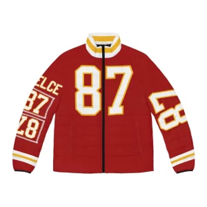 Taylor's Kelce 87 Game Day Men's Puffer Red Jacket