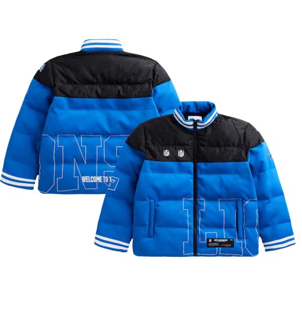 Unisex Detroit Lions Blue & Black Off Season x NFL Team Puffer Jacket