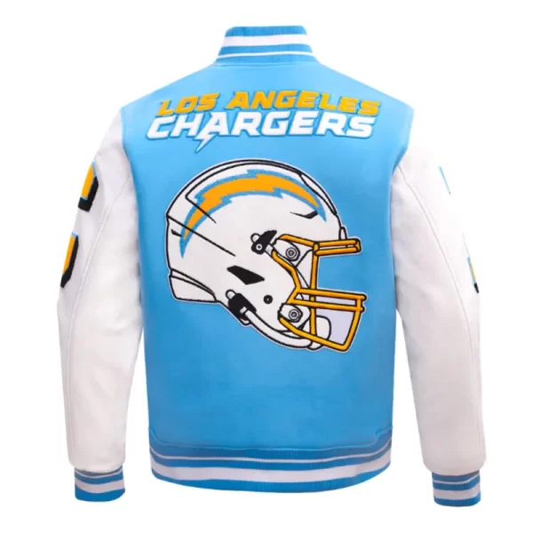 University LA Chargers Classic Rib Mashup Varsity Wool Leather Jacket