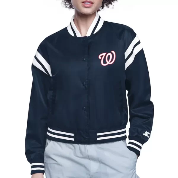 Washington Nationals Printed Logo Varsity Satin Jacket