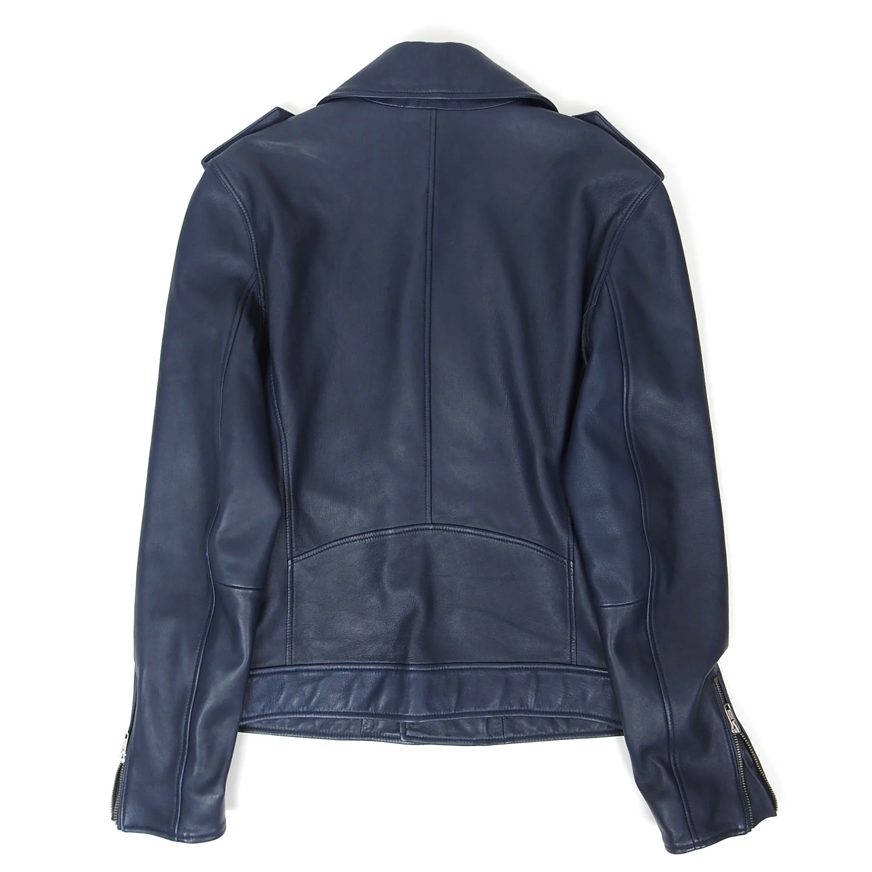 7 For All Mankind Leather Biker Blue Jacket