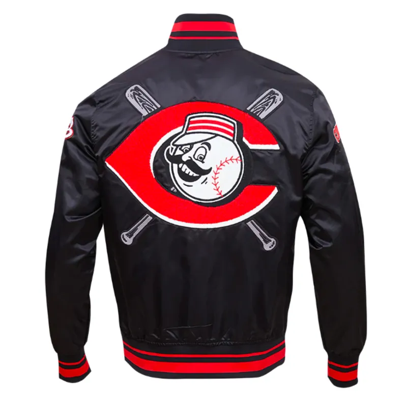 Cincinnati Reds Mashup Classic Rib Black Satin Jacket