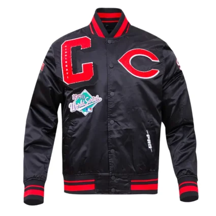 Cincinnati Reds Mashup Classic Rib Satin Black Jacket