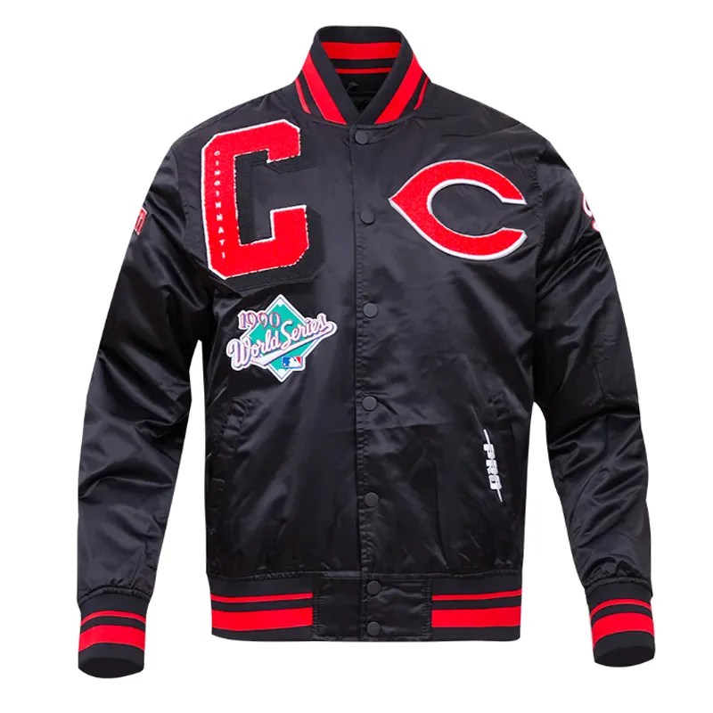Cincinnati Reds Mashup Classic Rib Satin Black Jacket