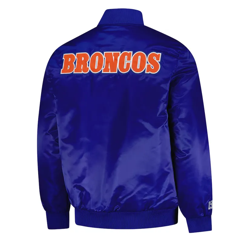Denver Broncos Exclusive Full-Snap Royal Varsity Satin Jacket