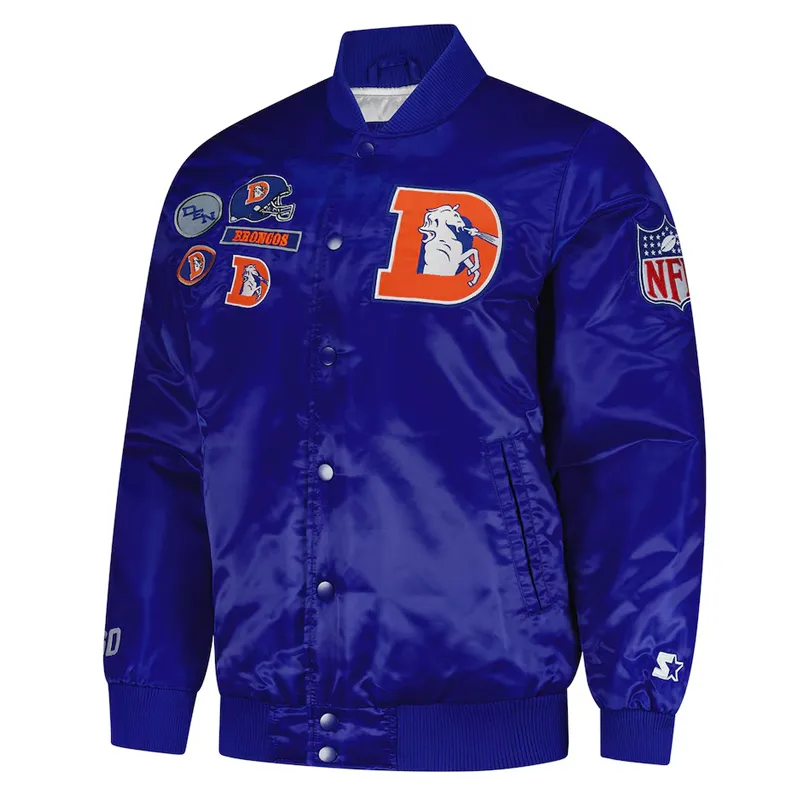 Denver Broncos Exclusive Royal Blue Varsity Satin Jacket