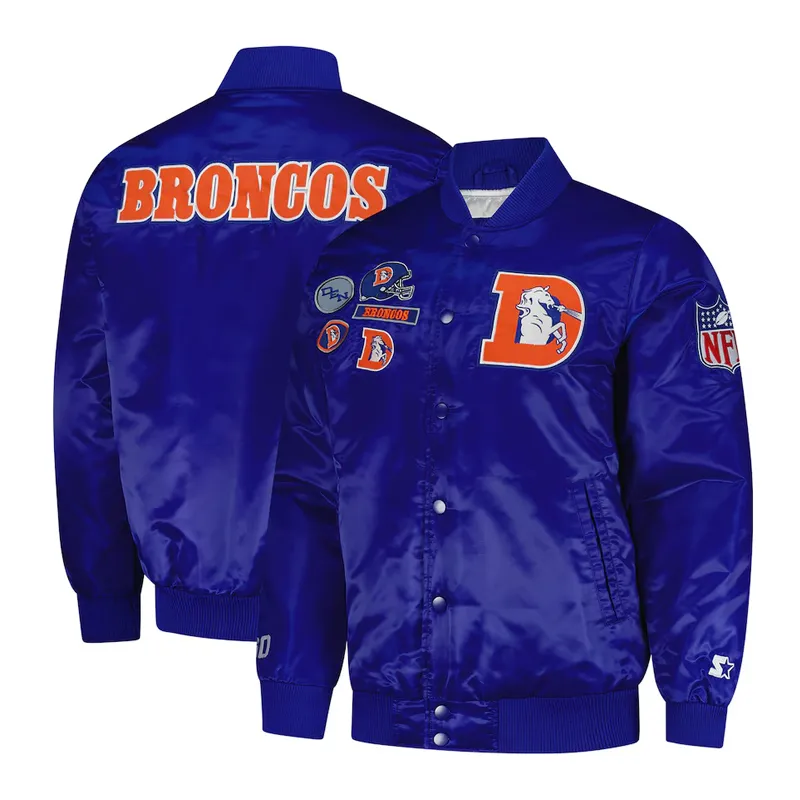 Denver Broncos Exclusive Royal Varsity Satin Jacket