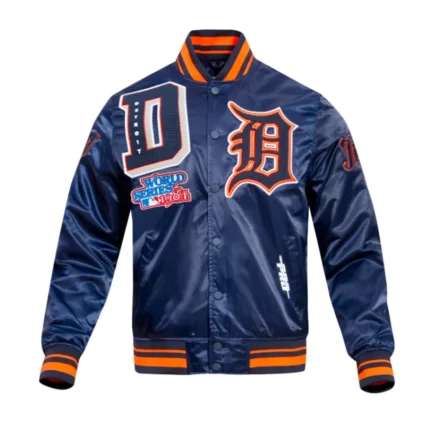 Detroit Tigers Mashup Classic Rib Navy Satin Jacket
