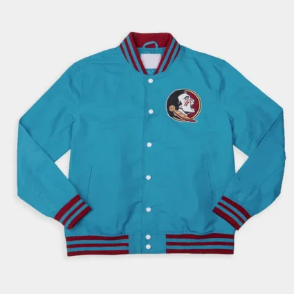 Florida State Seminole Turquoise Satin Bomber Jacket